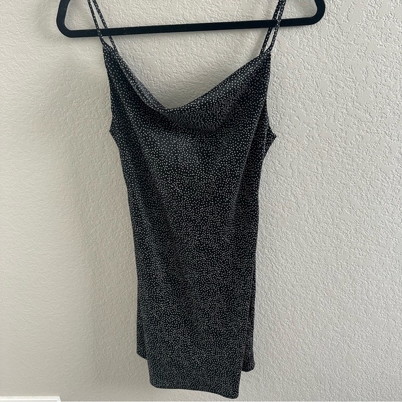 Urban Outfitters UO Mallory Cowl Neck Slip Dress in black and white polka dot - Picture 2 of 11